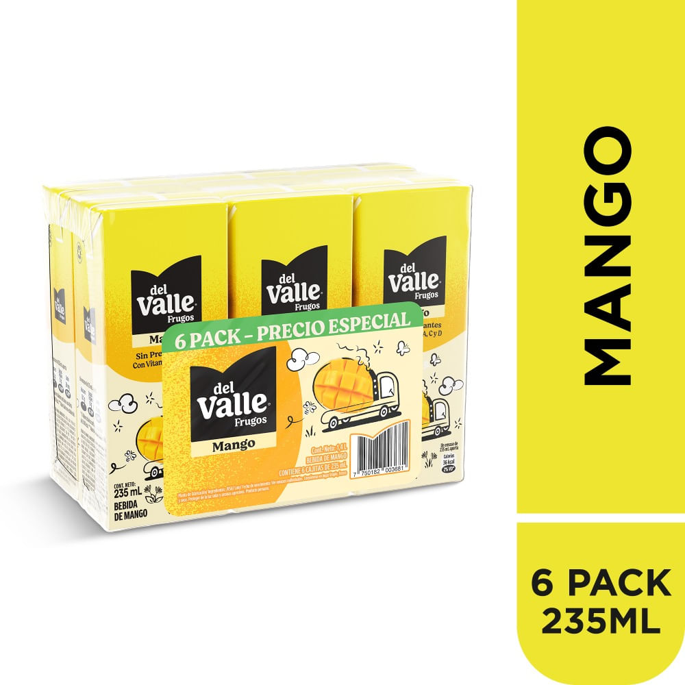 Sixpack Bebida de Mango Frugos del Valle Caja 235ml