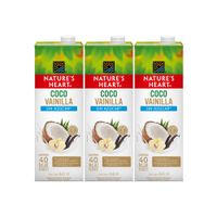 Tripack Bebida de Coco Nature's Heart Sabor Vainilla Sin Azúcar 946ml