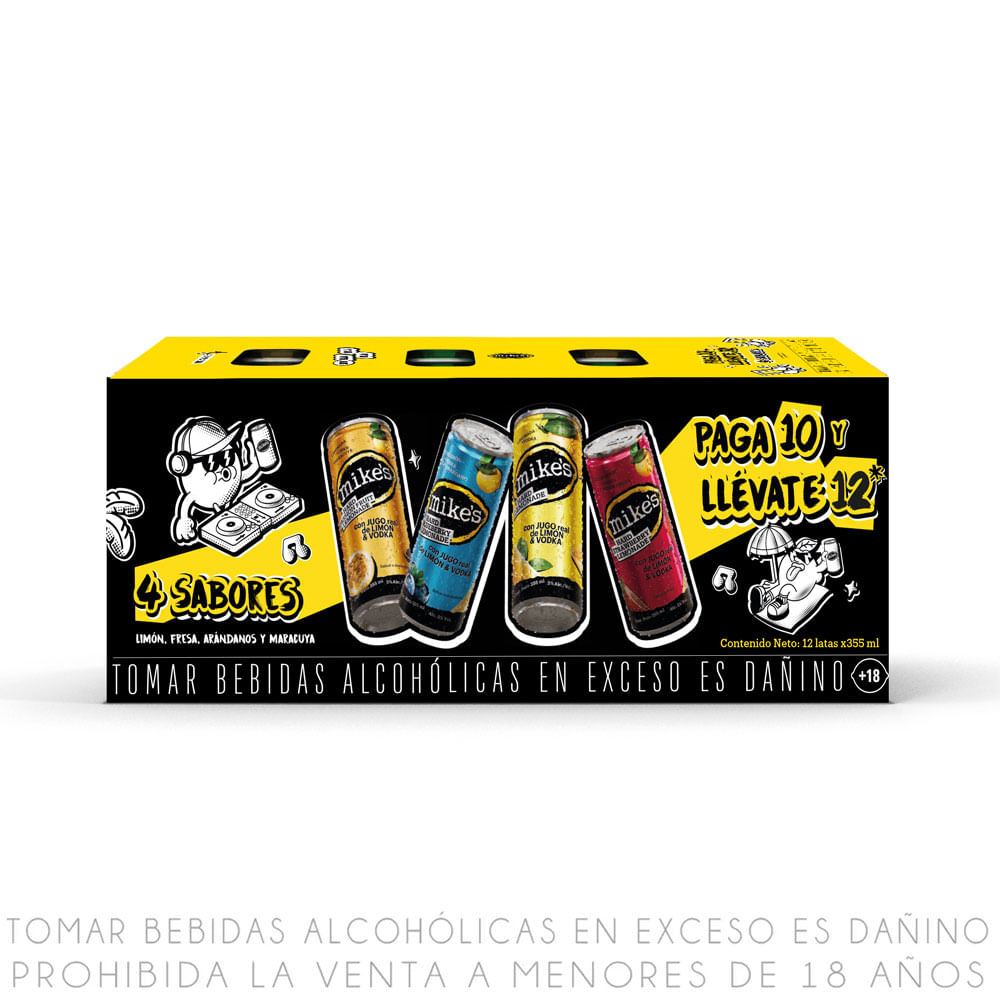 Twelvepack Bebida Mike's Hard Lemonade Sleek Lata 355ml