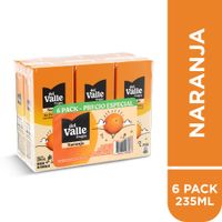 Sixpack Bebida de Naranja Frugos del Valle Caja 235ml