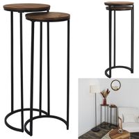 Set 2 Mesas Laterales M+Design Acacia Natural Negro