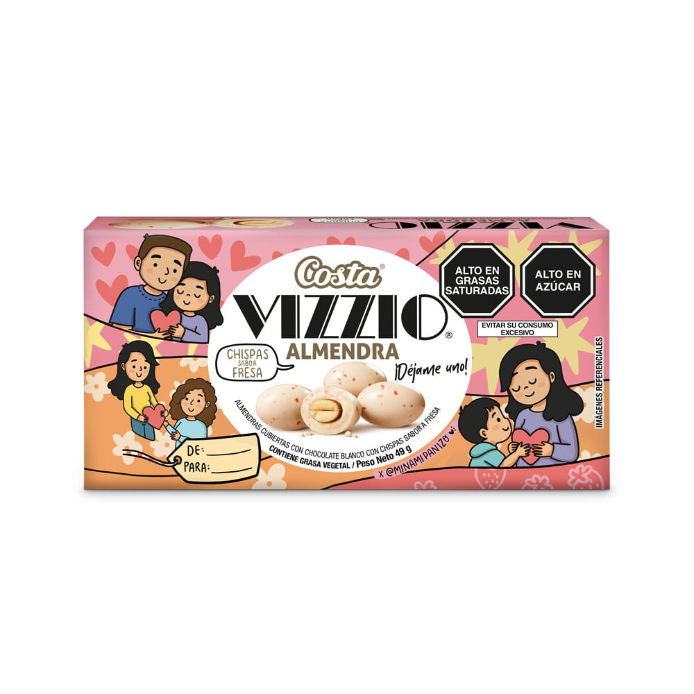 Chocolate Vizzio Almendra con Chispas Sabor Fresa 49g
