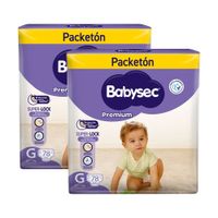 Twopack Pañales para Bebé Babysec Premium Talla G Packetón 78un