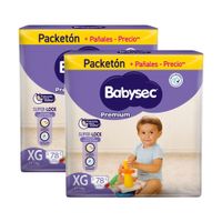 Twopack Pañales para Bebé Babysec Premium Talla XG Packetón 78un