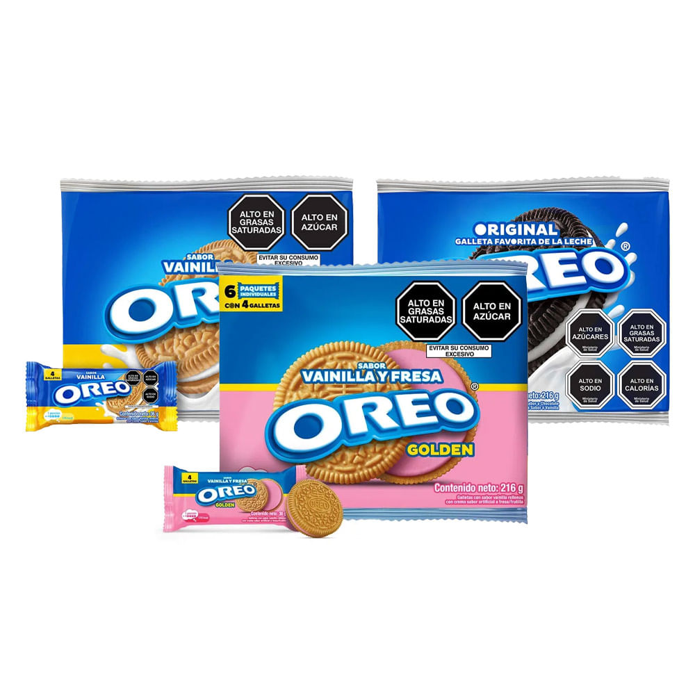 Pack x6 Galletas Oreo: Original + Golden + Golden Fresa