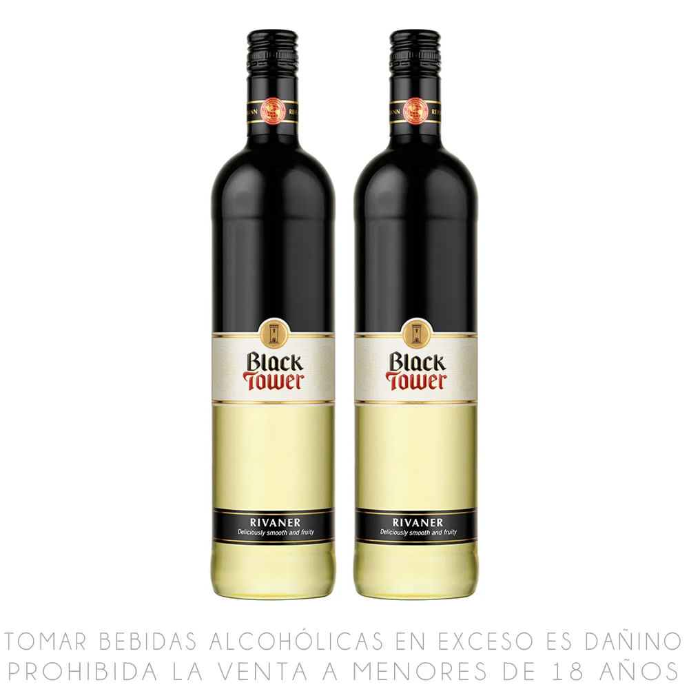 Twopack Vino Blanco Rivaner Black Tower Botella 750ml