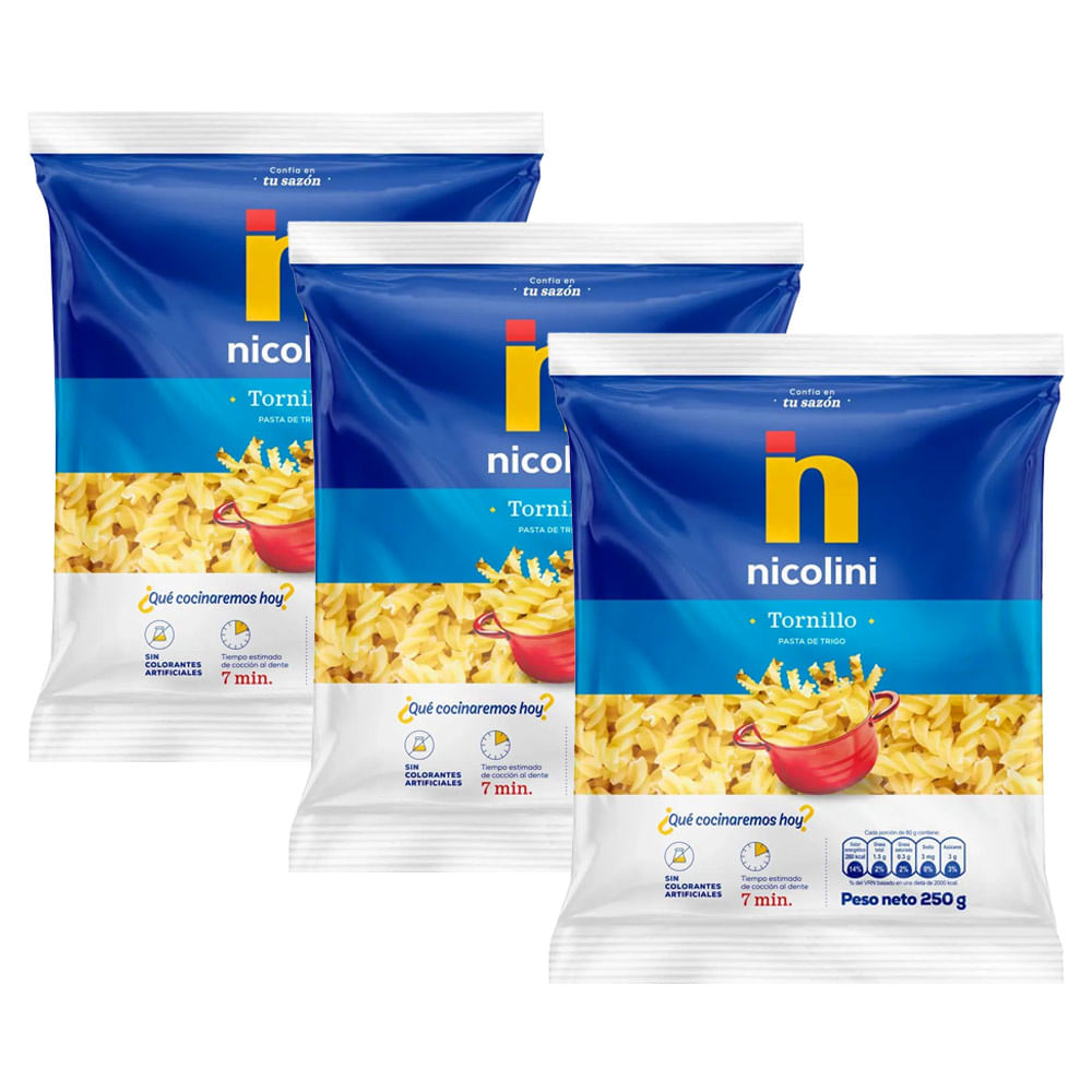 Tripack Pastina Tornillo Nicolini 250g