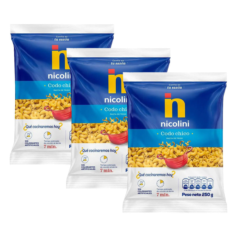 Tripack Pastina Codo Chico Nicolini 250g