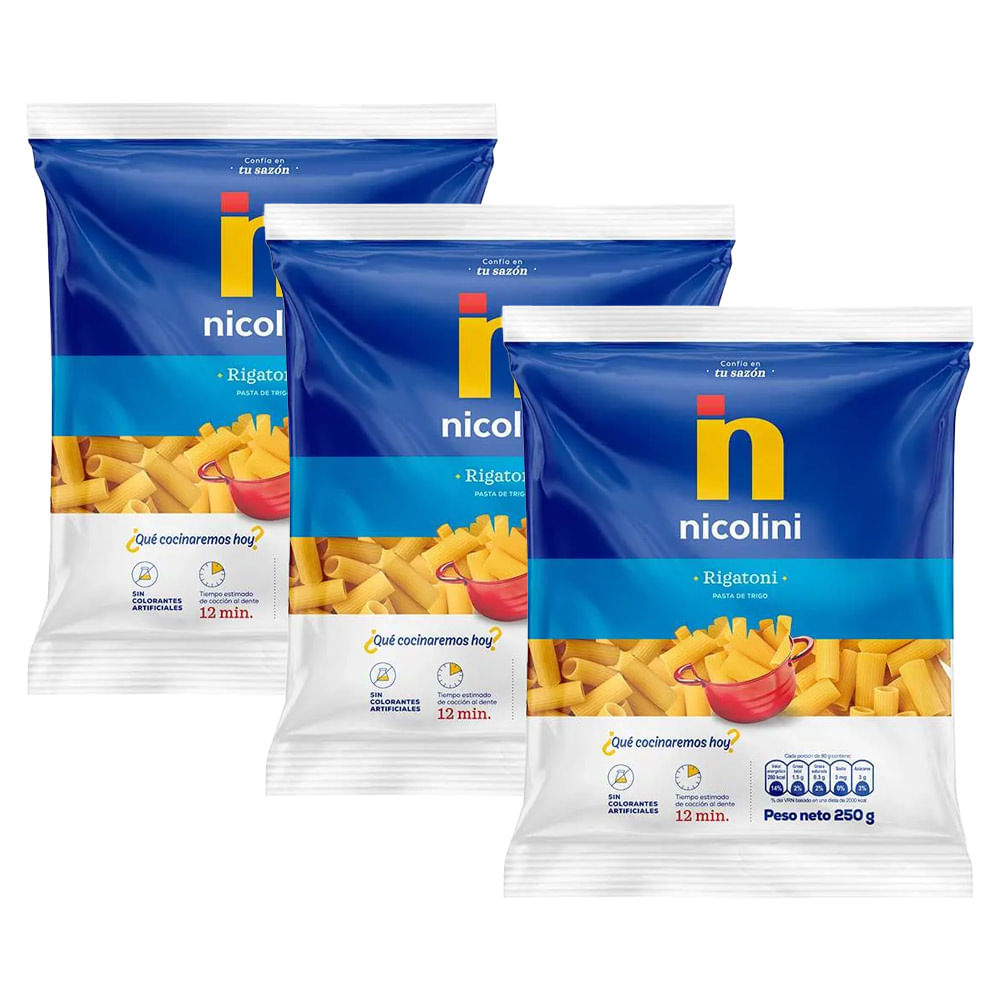 Tripack Pastina Rigatoni Nicolini 250g
