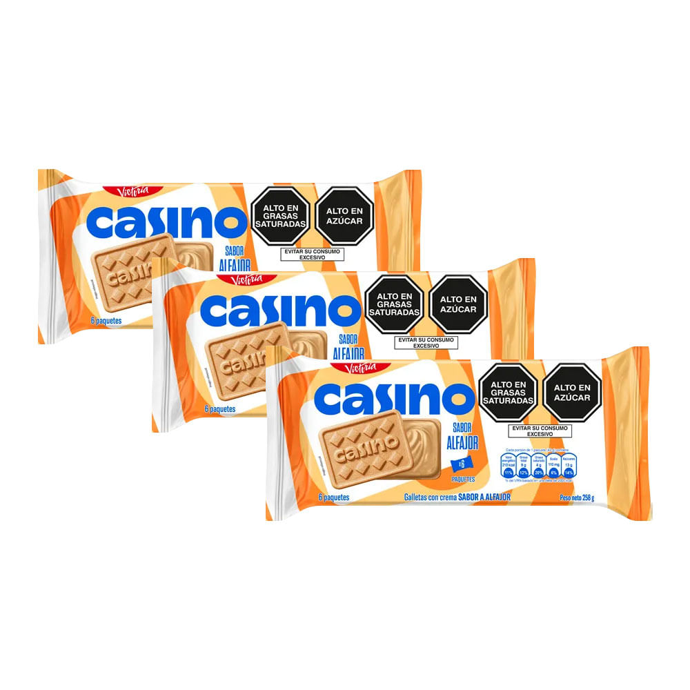 Sixpack x3 Galleta Casino Sabor Alfajor 43g
