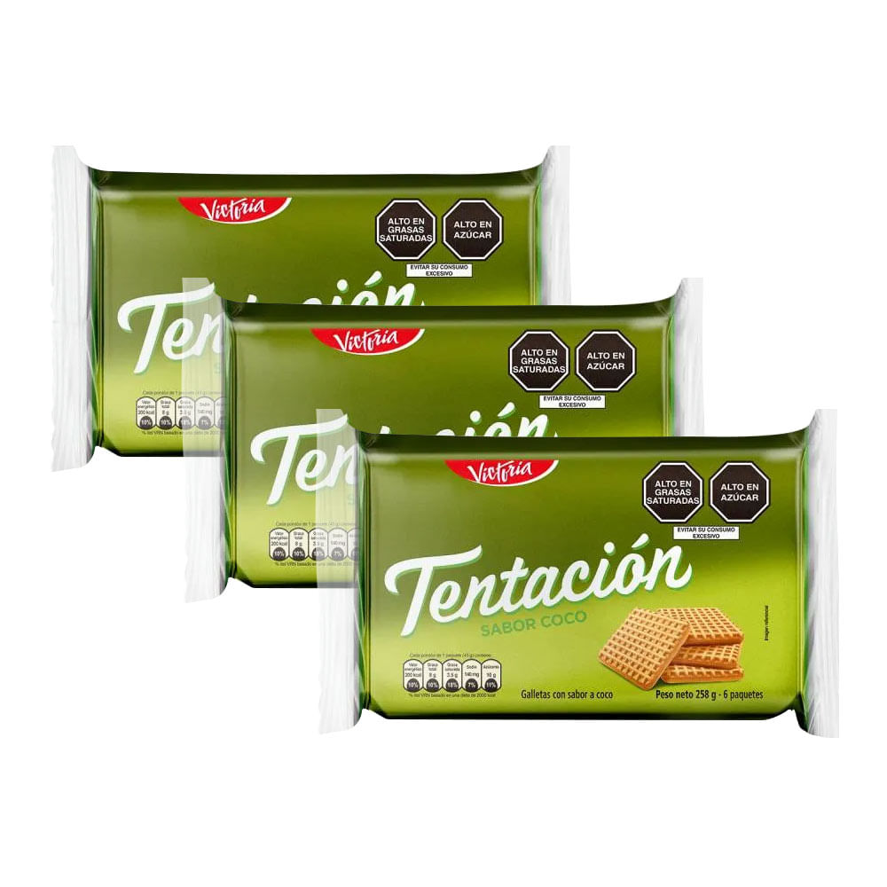 Sixpack x3 Galleta Tentación Coco 43g