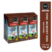 Sixpack Leche UHT Laive Sabor Chocolate Caja 170ml
