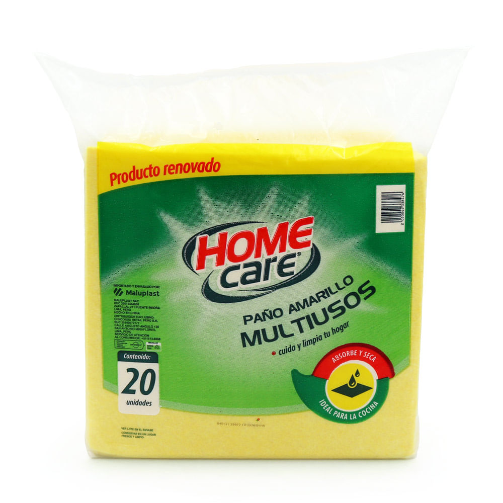PAÑO MULTIUSO AMARILLO X20 HOME CARE