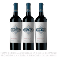 Tripack Vino Tinto Tempranillo Santa Julia Botella 750ml