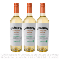 Tripack Vino Blanco Chardonnay Los Árboles Botella 750ml