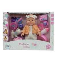 Muñeca de Cuerpo Mother Love Rígido con Gato y 11 accesorios 31cm