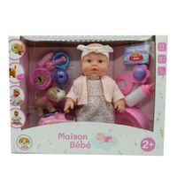 Muñeca de Cuerpo Mother Love Rígido con perro y 11 accesorios 31cm