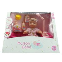Muñeca de Cuerpo Rígido Mother Love con Bañera y 5 Accesorios 31cm