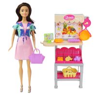 Muñeca Bonnie PInk de 11.5"" con Temática de Compras de Frutas