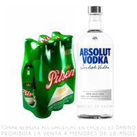 Vodka Absolut Original 1L + Sixpack Pilsen Callao 305ml