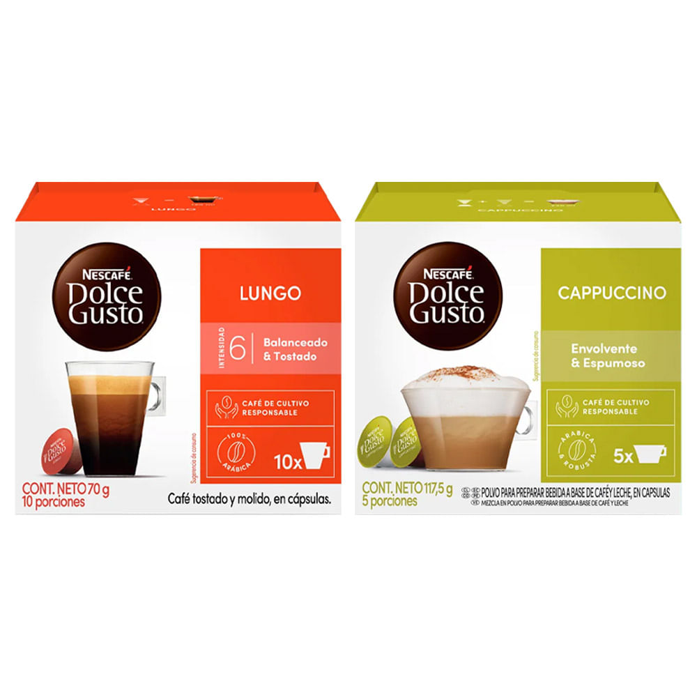 Pack Dolce Gusto: Lungo 10un + Cappuccino 10un