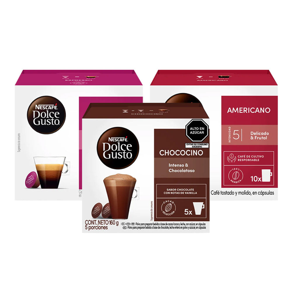 Pack Dolce Gusto: Americano + Espresso + Chococino