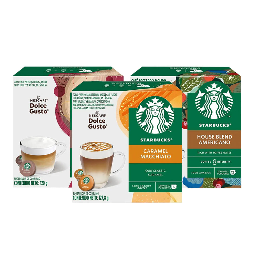 Pack Dolce Gusto Starbucks: Americano + Caramel Macchiato + Cappuccino
