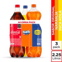 Ahorrapack Gaseosas 2.25L: Coca Cola + Inca Kola + Fanta