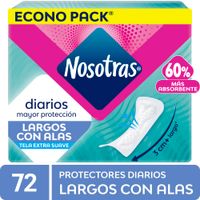Protectores Diarios Nosotras Largos con Alas 72un