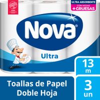 Papel Toalla Doble Hoja Nova Ultra 3un
