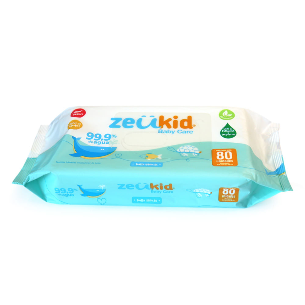 Toallitas Húmedas Zeukid Agua Pura 80un