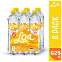 Sixpack Bebida Gasificada Loa Sabor Piña Botella 625ml
