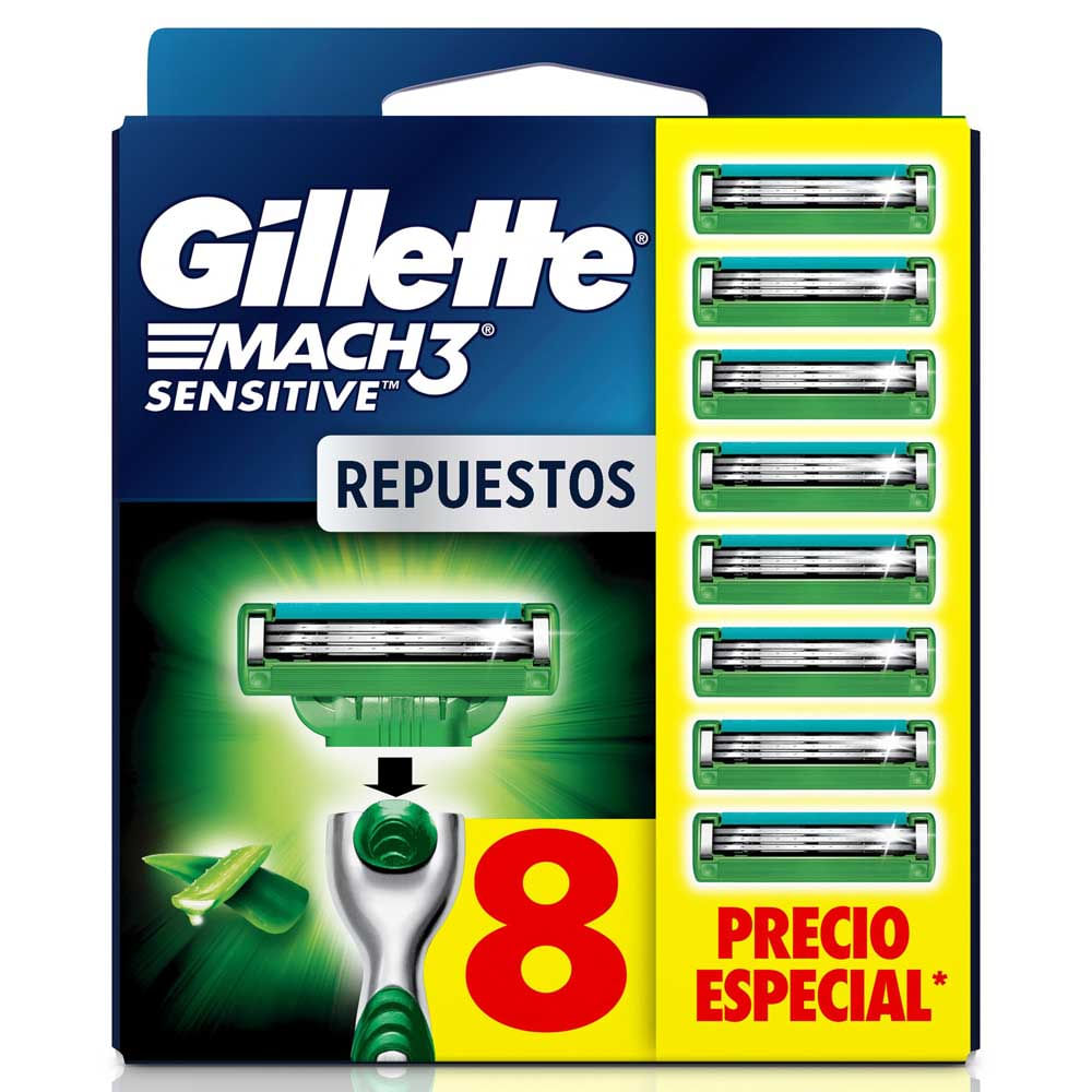 Repuesto Máquina de Afeitar Gillette Mach3 Sensitive 8un