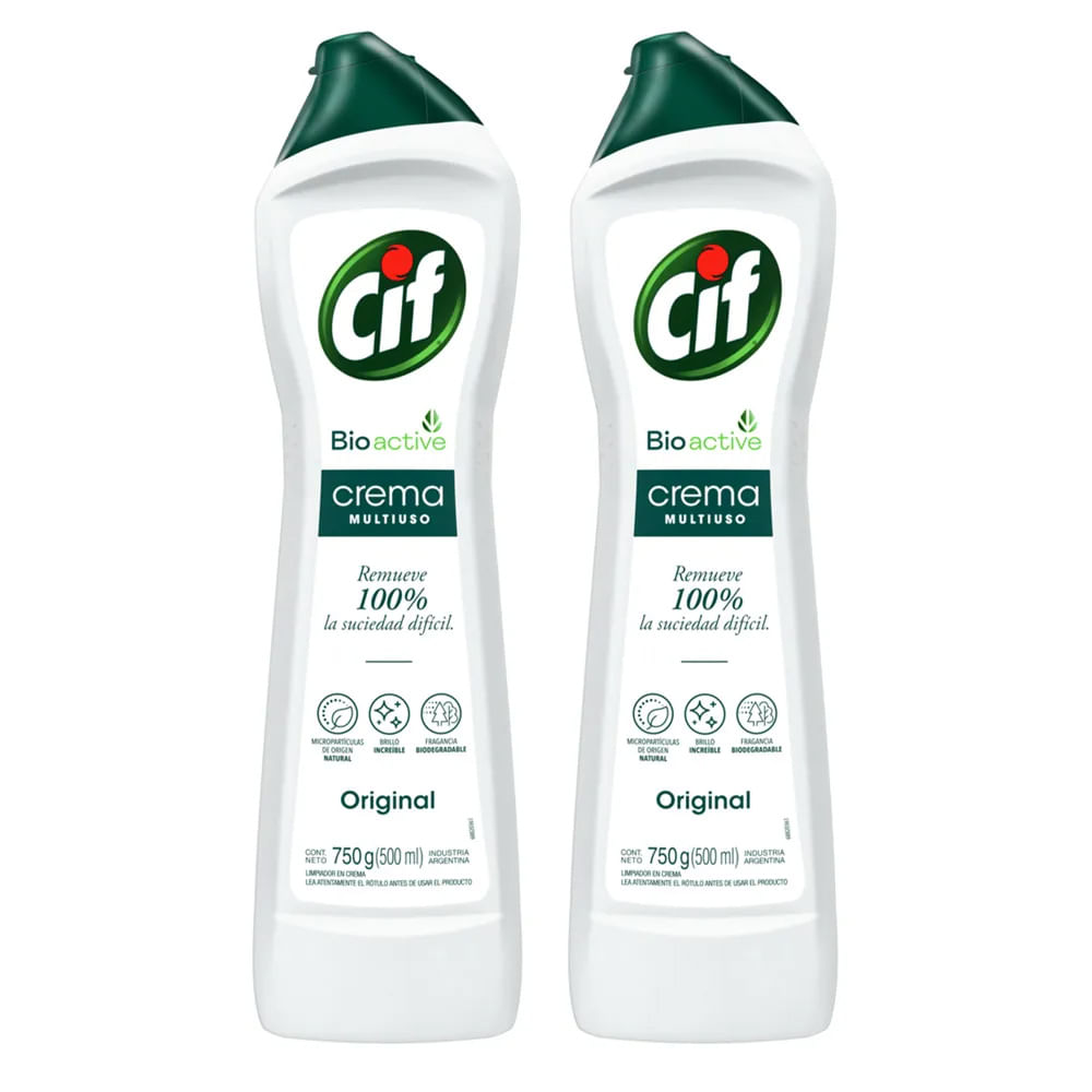 Twopack Limpiador Multiuso en Crema Cif Bioactive Original 500ml