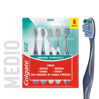Cepillo de Dientes Colgate 360° Limpieza Completa Medio 5un