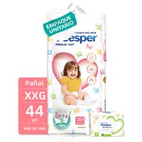 Pañales Veesper Premium Soft Talla XXG 44un + Toallitas Húmedas