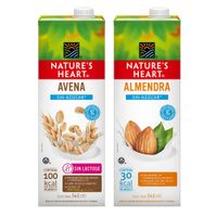 Pack Bebida Vegetal Nature's Heart Sin Azúcar 946ml: Almendra + Avena