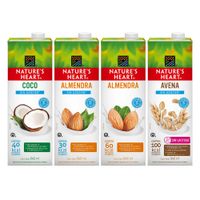 Pack Nature's Heart Sin Azúcar 946ml: Almendra + Coco + Avena + Almendra Original