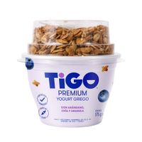 Yogurt Griego con Arándano, Chía y Granola Tigo Premium 175g