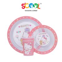 Set Vajilla Scool Hello Kitty 3 Piezas