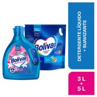 Pack Bolívar: Detergente Líquido Active Care 3L + Suavizante Aroma Floral 5L