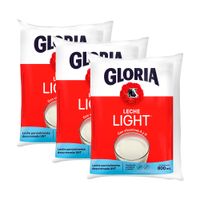 Tripack Leche Parcialmente Descremada Gloria Light Bolsa 800ml