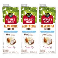 Tripack Bebida de Almendra Coco Nature's Heart Sin Azúcar Caja 946ml